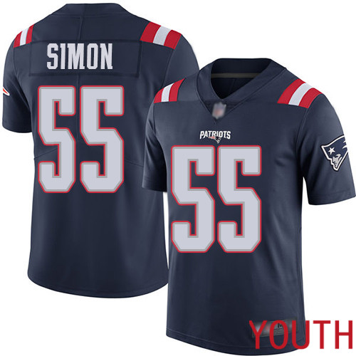New England Patriots Football #55 Rush Vapor Untouchable Limited Navy Blue Youth John Simon NFL Jersey